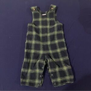 Talbots Kids cotton flannel plaid overalls with 2 buttons to adjust for size 12m